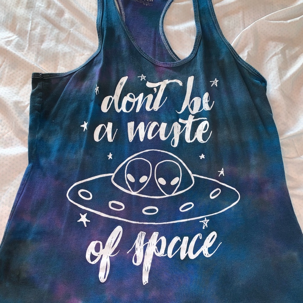 Black matter “waste of space” racer back tank top